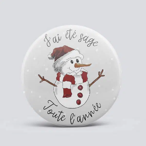 badge enfant sage bonhomme de neige