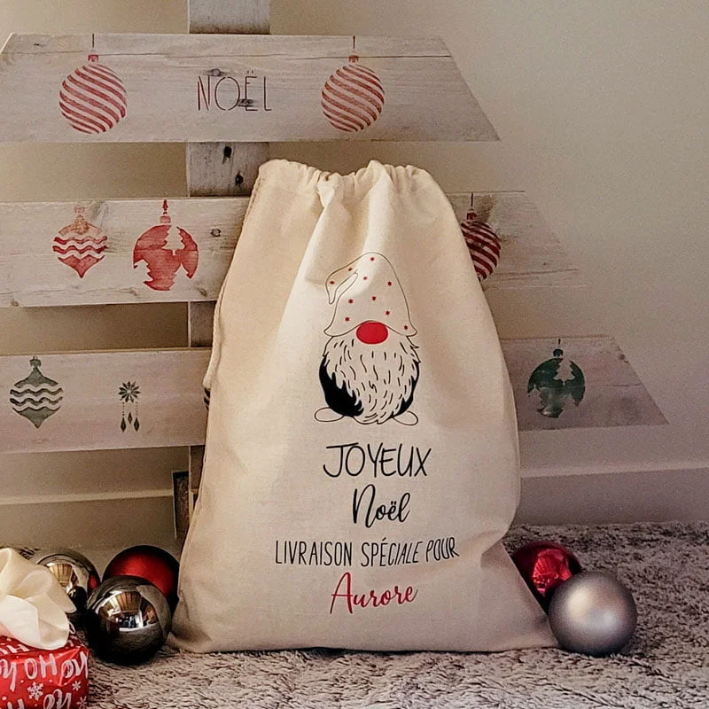 hotte de Noël personnalisée Gnome